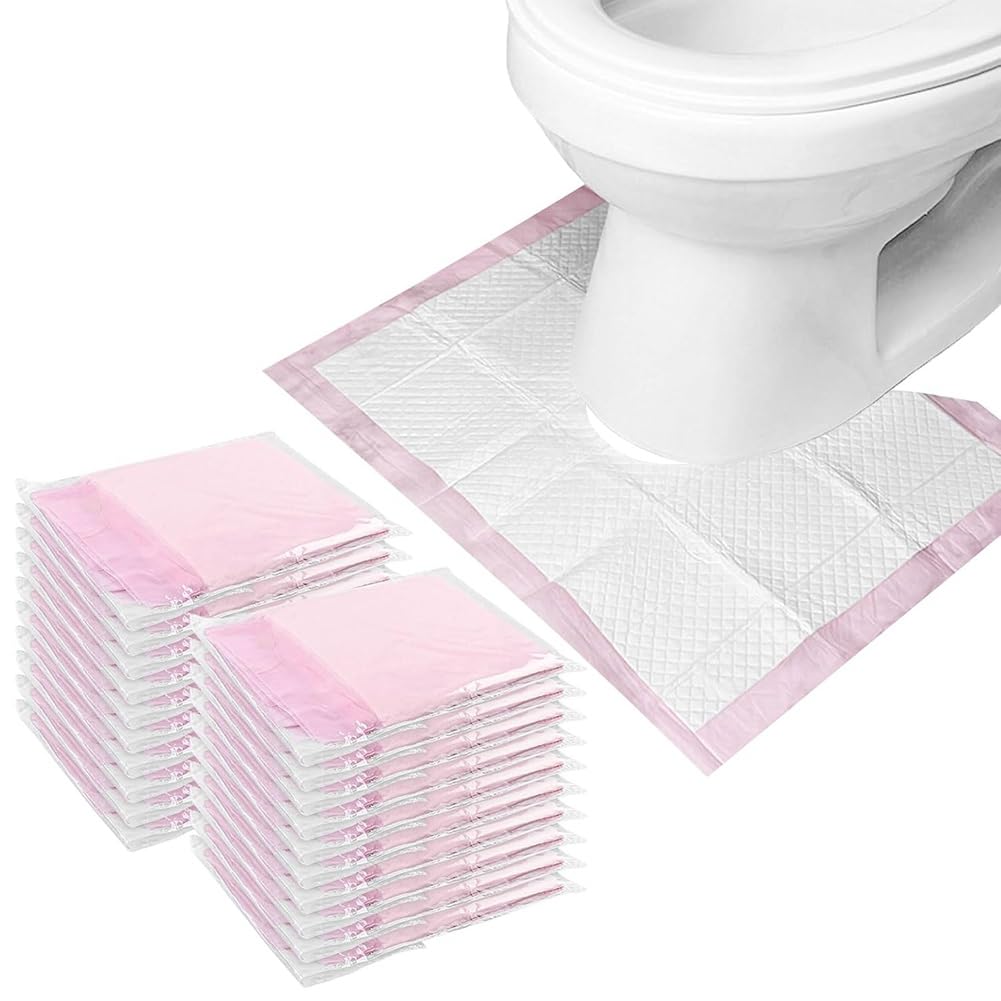 Hndhbfgrt Disposable U-Shaped Toilet Mat Pack of 30- Non-Slip Absorbent Floor Protectors for Potty Training
