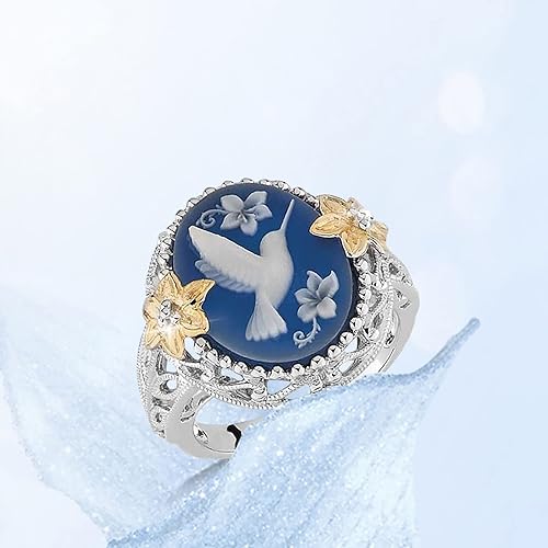 Miniatura 6 de Anillo de colibrí, anillo vintage, anillo de diamante, anillo de regalo, anillo de pavo real, anillo de diamante, anillos de colibrí regalos para