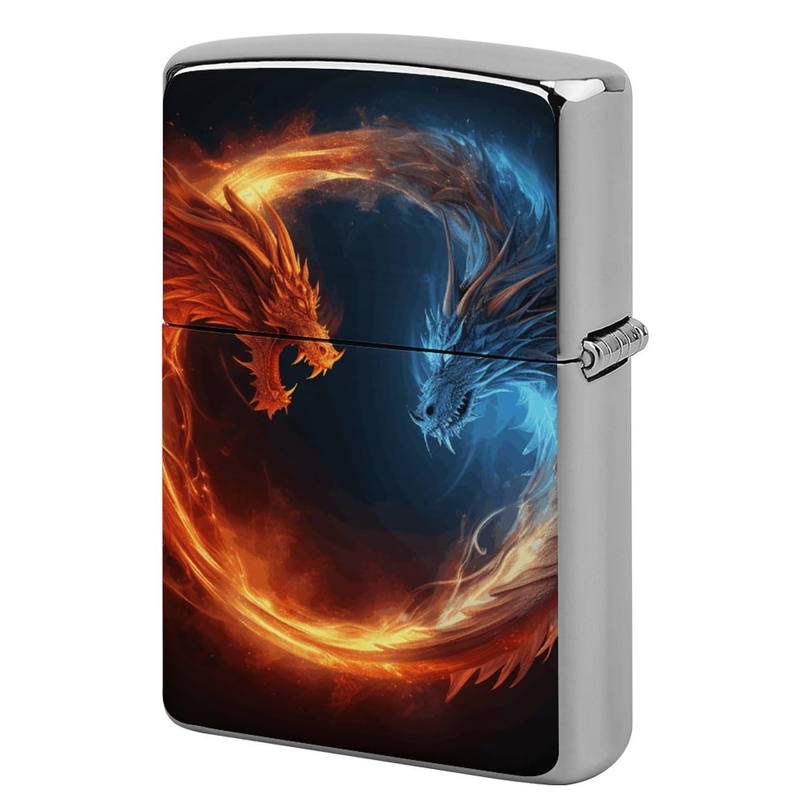 Fire and Ice Dragons Lighter Case for Men, Personalized Lighter Cover for Valentine's Day Gifts, Flip-Top Lighters Shell for Outdoor, Portable Lighters Protective Sleeve