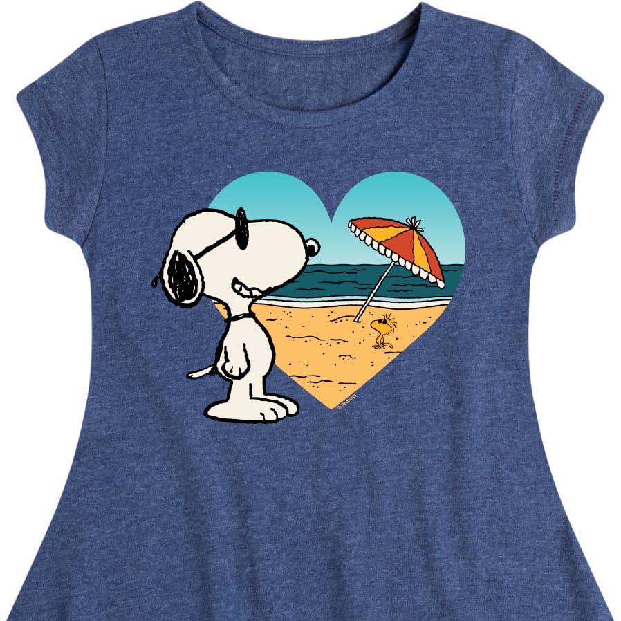 HYBRID APPAREL - Peanuts - Summer Edition - Snoopy Hearts The Beach - Toddler & Youth Girls Fit & Flare Dress3