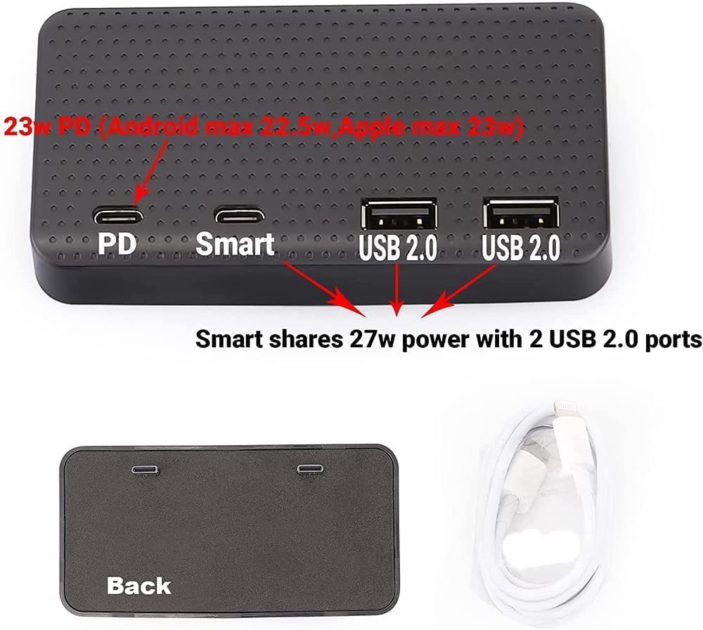Adaptador consola central coche con concentrador USB 4 en 1 para Tesla Model 3 2021, accesorios Dashcam visor modo centinela USB Hub Pro Dongle USB