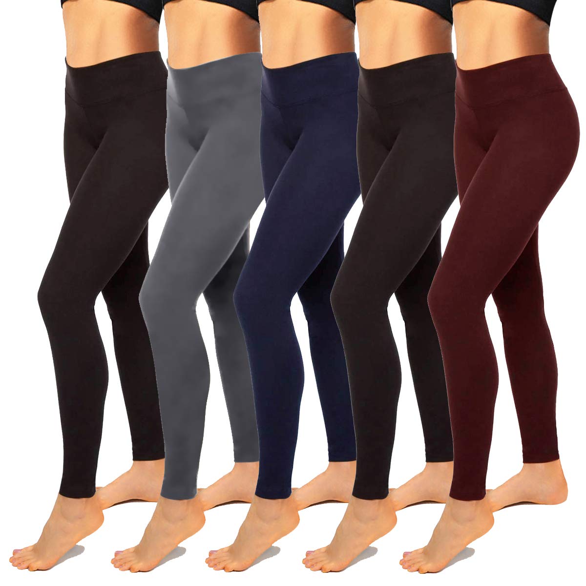 Hi Clasmix5 Pack Super Soft Leggings for Women Pack-High Waisted Tummy Control Workout Yoga Running Gym Fitness Active Pants