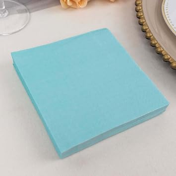 100 Count Blue 2-Ply Paper Beverage Napkins, Soft Disposable Cocktail Napkins 18 GSM - 5"x5"