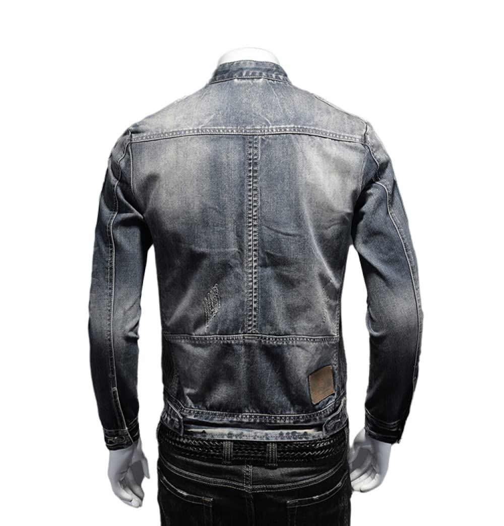 Giubbino Jeans Uomo, Giacca Trucker Giacca Jeans Vintage Grigio Blu Washed Jeansjacke Giacca Moto Stretch Giacca Transitional Cerniera Giacca Casual Slim Fit per Donna Uomo,M