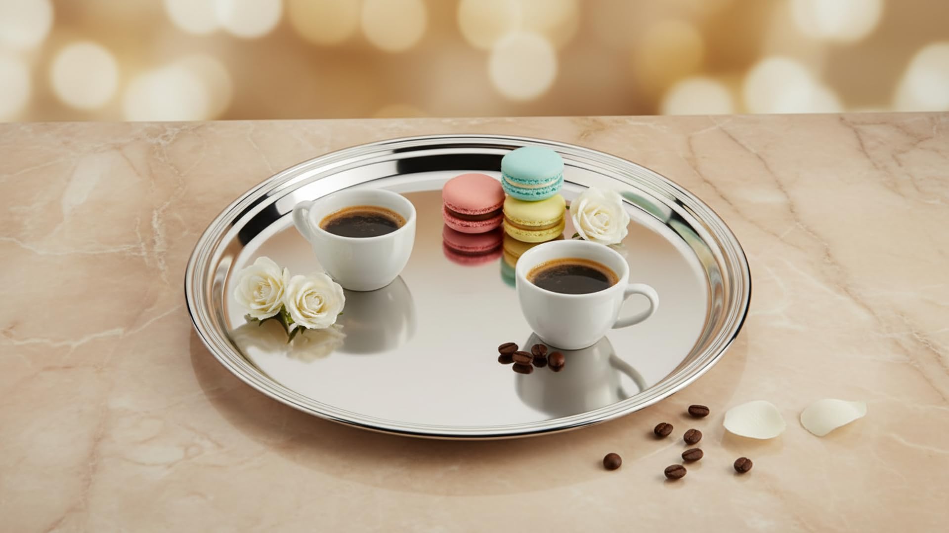 Tablett rund (D 25 cm) | Premium Silber Plated versilbert | Serviertablett | Edles Geschenk