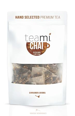 Teami Chai Black Tea Bags - 20 Count - with Cardamom, Ginger, and Cinnamon - Great for Lattes and Smoothies
