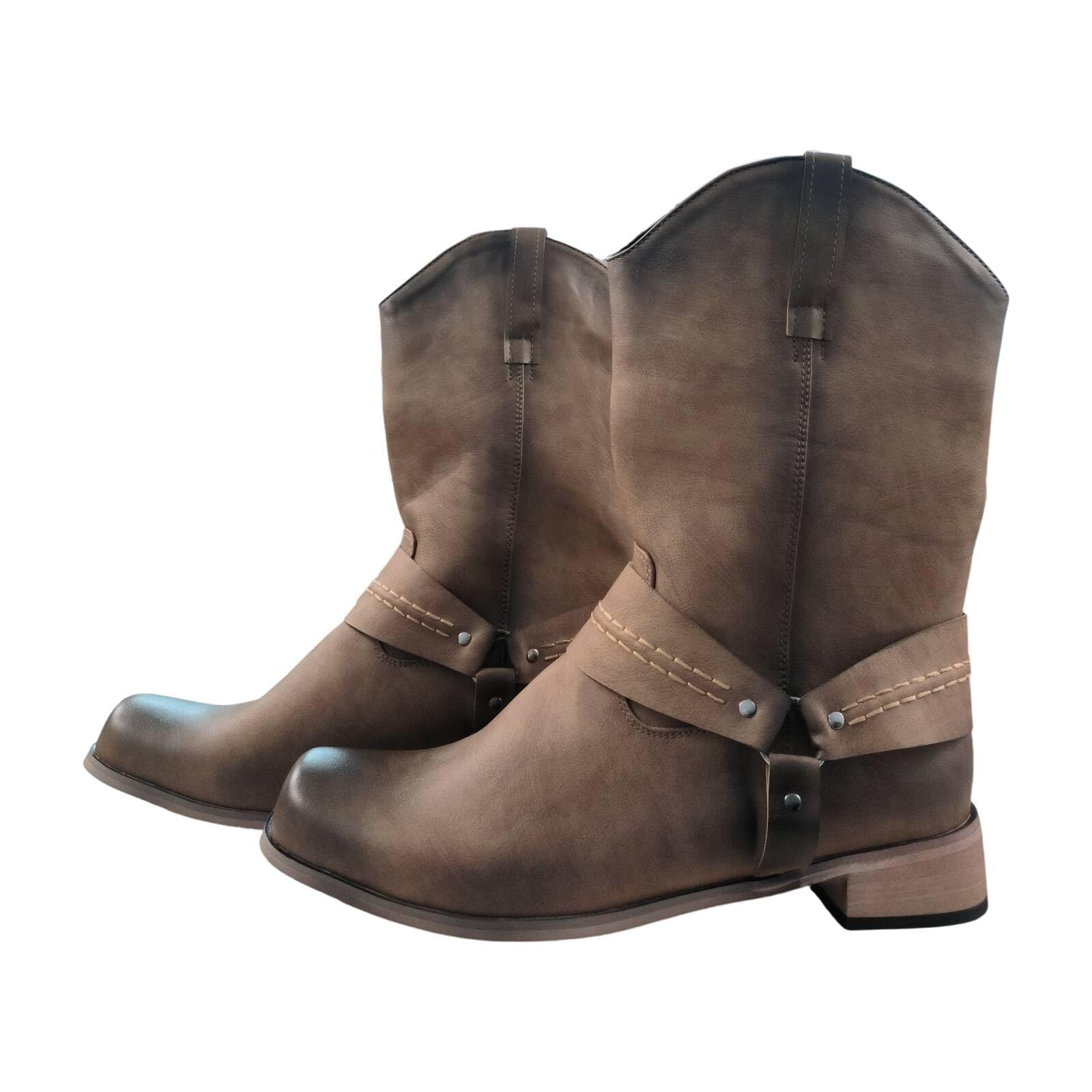 TangDao Stivali da Uomo Cowboy Western Stivali da Uomo in Pelle Vintage Autunno-Inverno