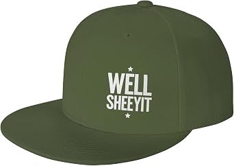 Well Sheeyit Hats for Men Flat Brim Snapback Funny Cap Hip Hop Style Moss Green