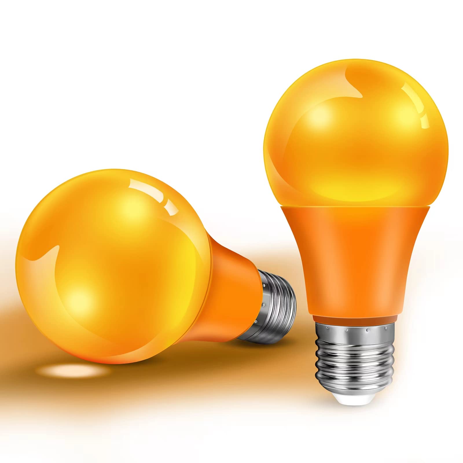 Orange Light Bulb 9W (60W Equivalent) E26 Base, LED Halloween Light Bulbs for Halloween Christmas Party Holiday Lighting 2-Pack
