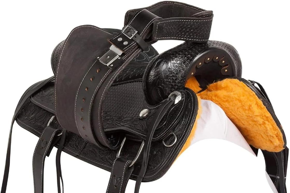 Me-WLS-124 - Puntina da sella in pelle, stile western, dimensioni 25-45,7 cm, con testiera in pelle abbinata, collare al seno, redini
