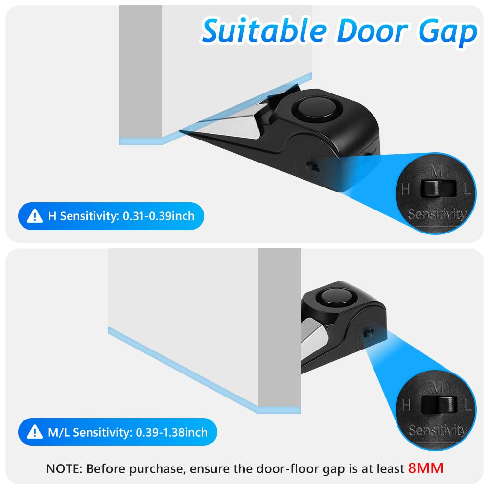 Flintronic Stoper do drzwi, 2 sztuki, stoper do drzwi, alarm antywłamaniowy, 120 dB, regulowana podwójna ochrona, urządzenie zabezpieczające do domu, hotelu i w podróży (baterie nie wchodzą w zakres