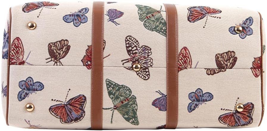 review Women Large Duffel Bag, Ladies Carry-on Overnight Weekender, Womens Hand Luggage, Travel Bags for Teens & Girls with Butterfly Design (BHOLD-BUTT)