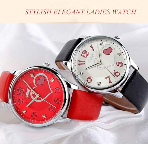 Miniatura 3 de IJAHWRS Reloj analógico para mujer, reloj de pulsera de cuarzo para mujer, correa de cuero, cara grande, divertido y lindo reloj con forma de