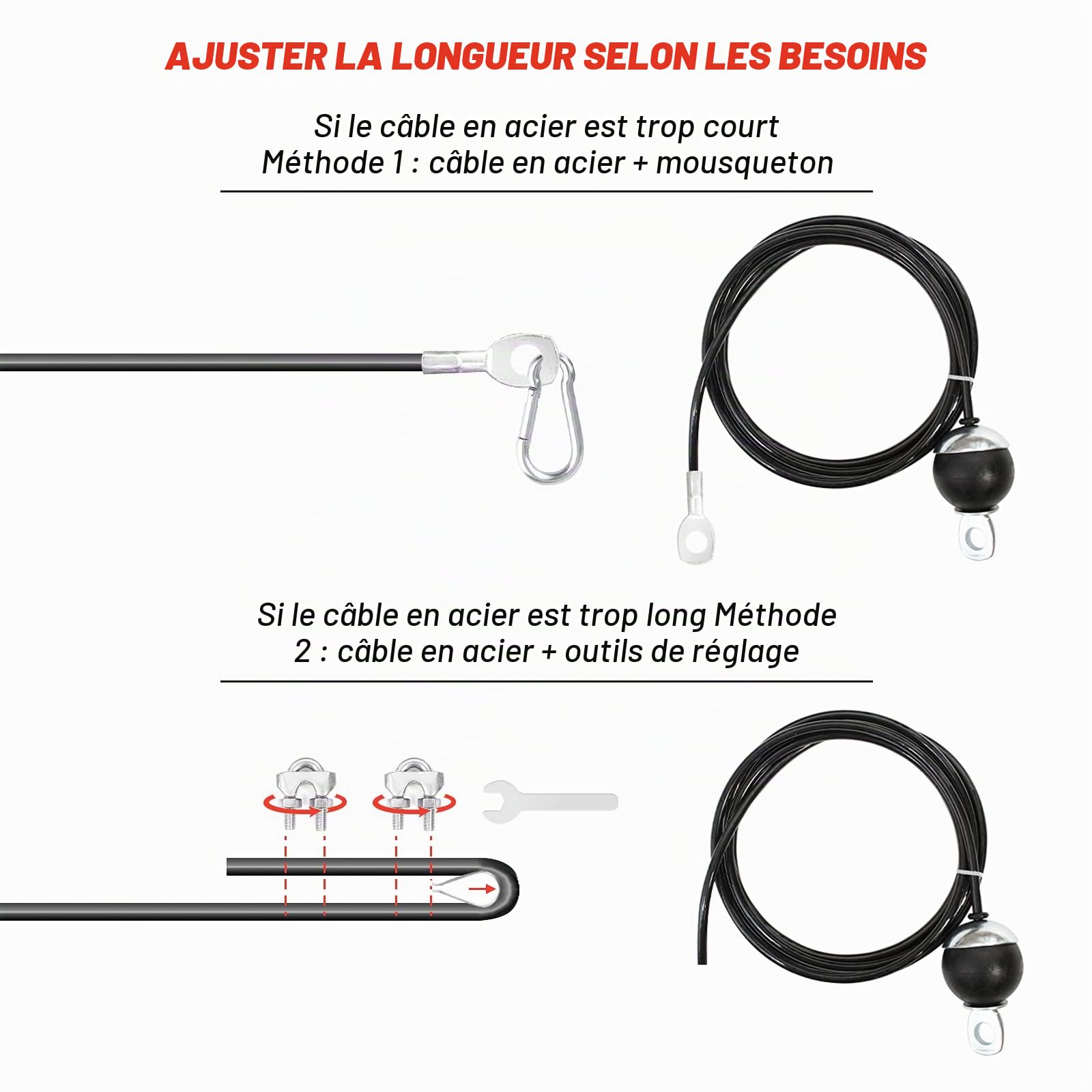 Leogreen Kit Poulie Musculation, pour LAT Machine 2 Modes et 3 poignées | Cable Rouleau, 180cm & 230cm câble,silencieuse rotative à 360° pour Biceps, Bras, Avant-Bras, Épaule