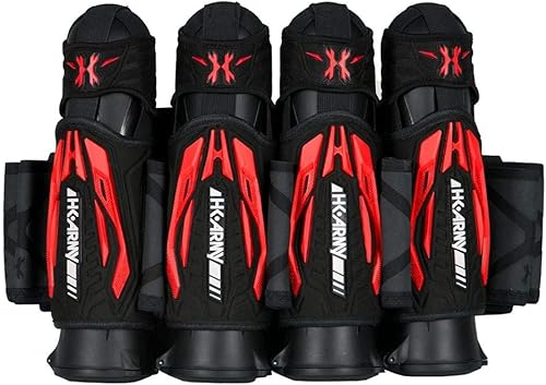 HK Army Zero G 2.0 - Arnés de paintball (4+3 cápsulas), color negro y rojo