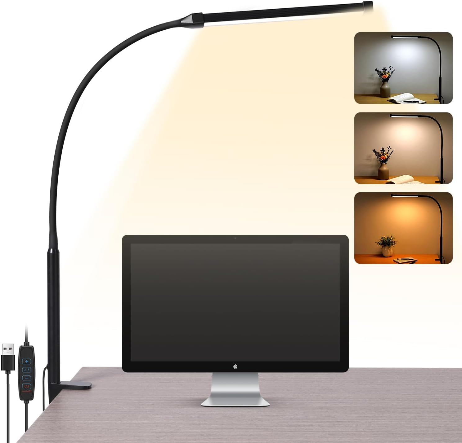 SKYLEO LED Desk Lamp with Clamp LED Desk Light for Office 3 Color