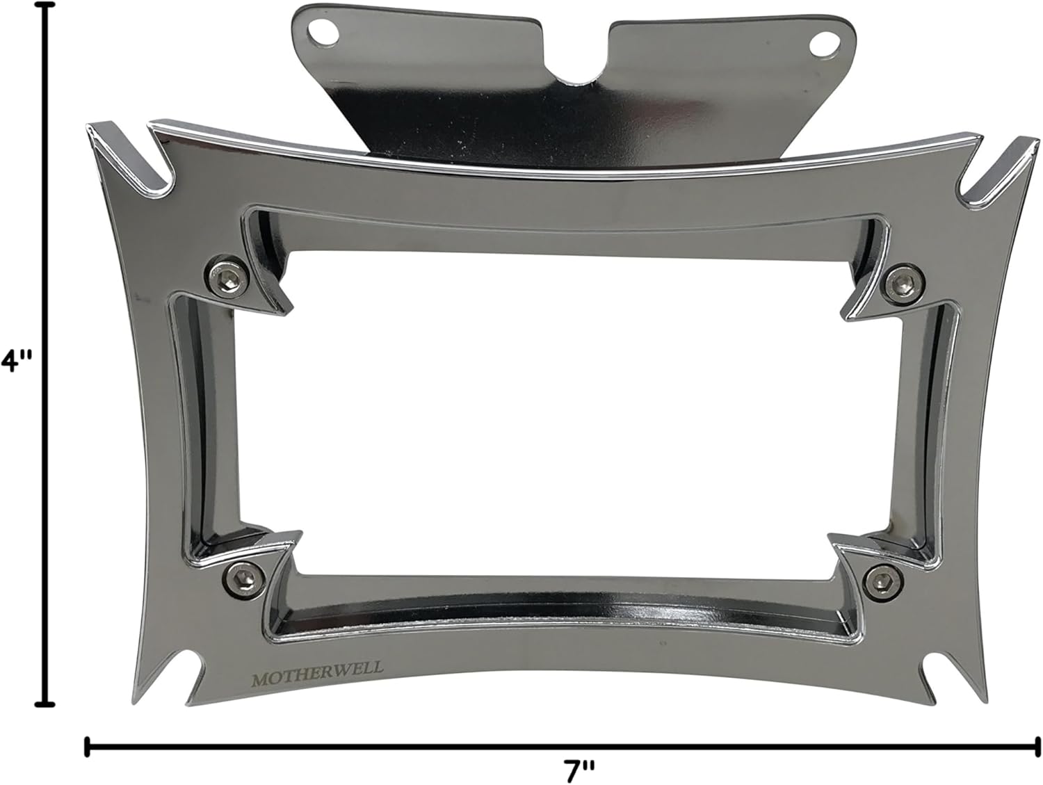 Motherwell License Plate Frame with Backing Plate - Fits Harley Davidson Road Glide and Street Glide Models - 7" X 4" Plate - Motorcycle Parts and Accessories - Part Number MWL-862-OR1 (Chrome)
