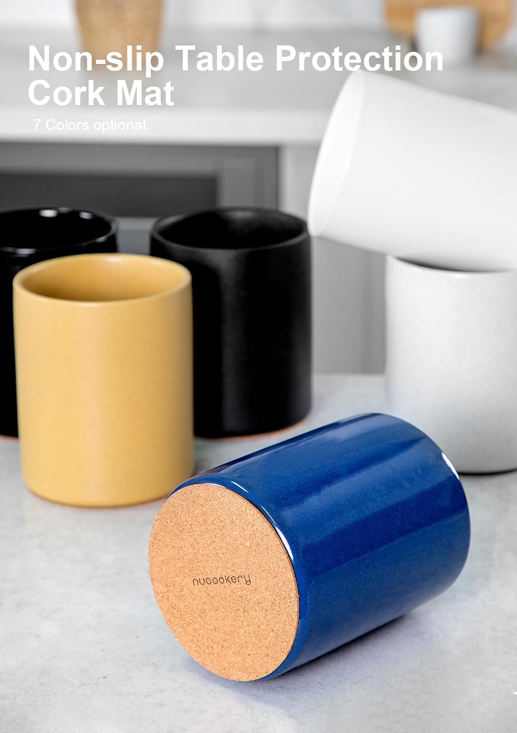Nucookery Ceramic Kitchen Utensil Holder for Countertop, 6.4" Royal Blue image 2