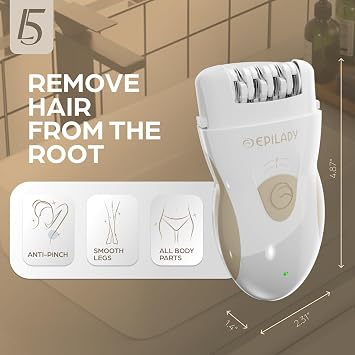 Epilady Legend 5 Rechargeable Cordless Epilator for Women, 56-Tweezer Dual Speed Full Body Hair Removal Device for Legs, Underarms, Bikini, Long-Lasting Smooth Skin, Travel Case Included