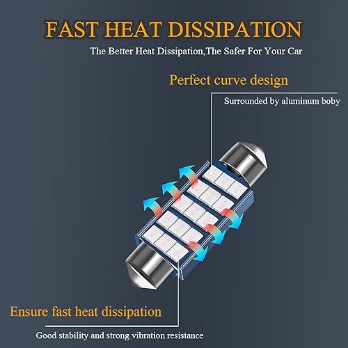 Miniatura 3 de Pack-2 578 Bombillas LED extremadamente brillantes, 1.59 pulgadas 6500K 2835 chipsets 400LM bombillas para luces LED interior cúpula mapa luces de