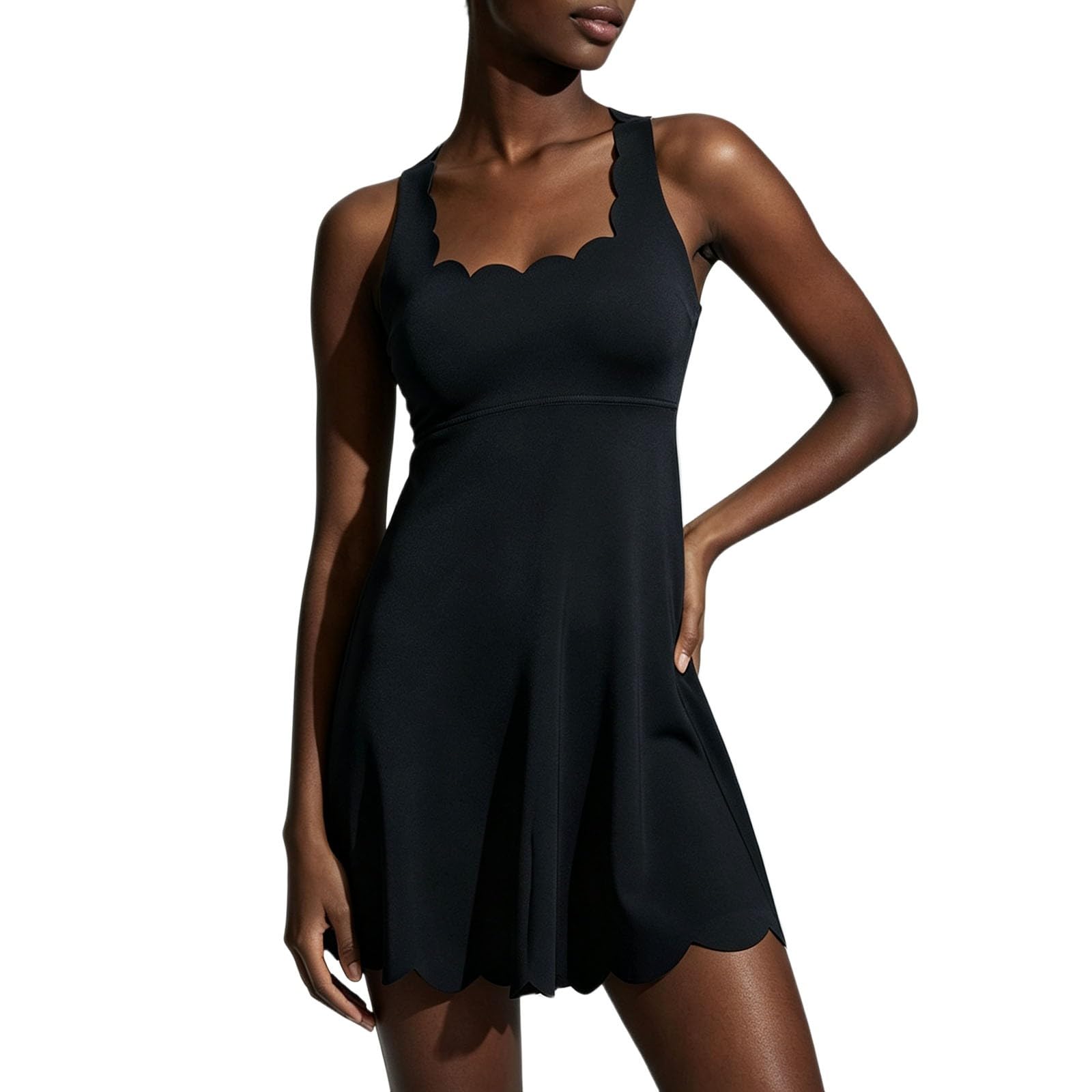 Tennis Dress Atmungsaktiv Eng Anliegend Rückenfrei Sportliches Performancekleid mit Integriertem Shorty Fitnesskleid für Aktive Frauen