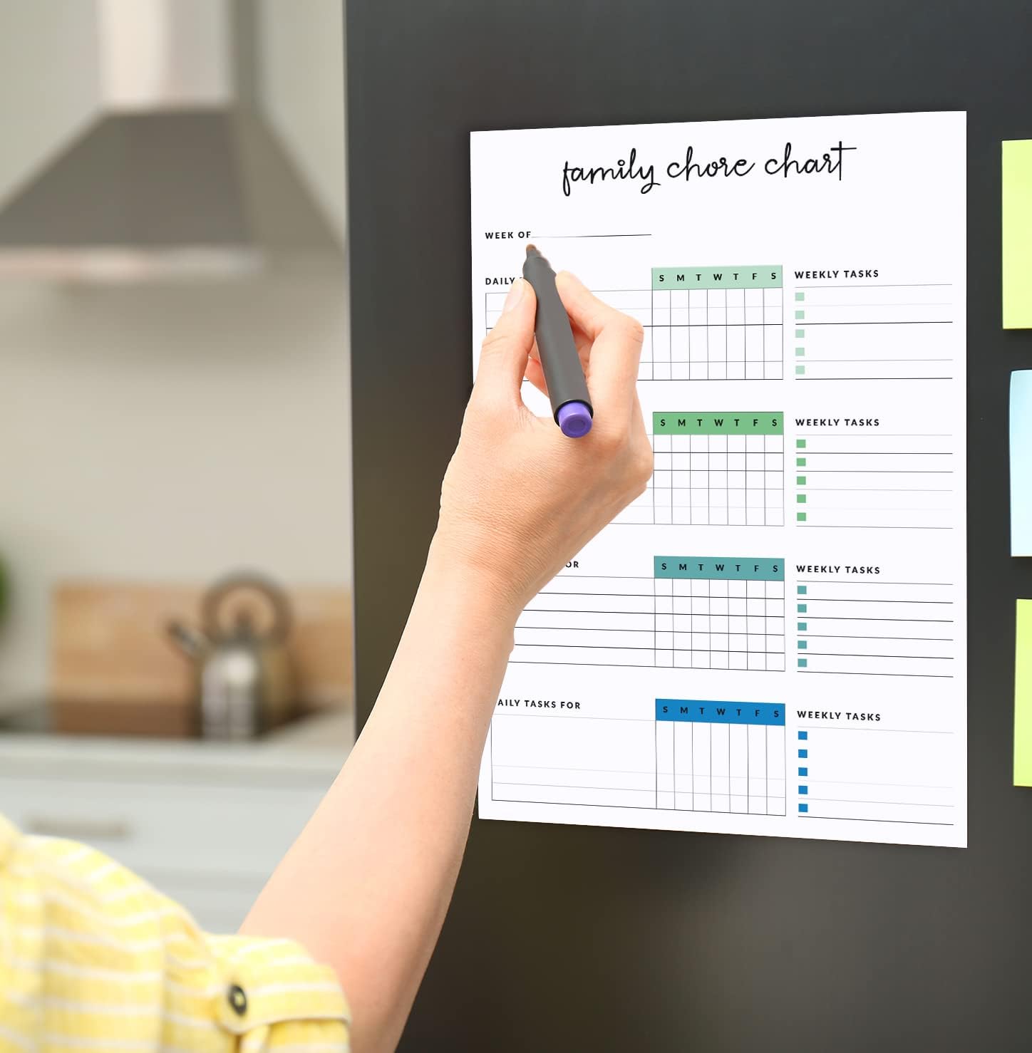 Magnetic Whiteboard Family Chore Chart Chore Chart for Refrigerator - Dry Erase Behavior Chart for Kids Responsibility Chart with 2 Fine Tip Marker & Eraser