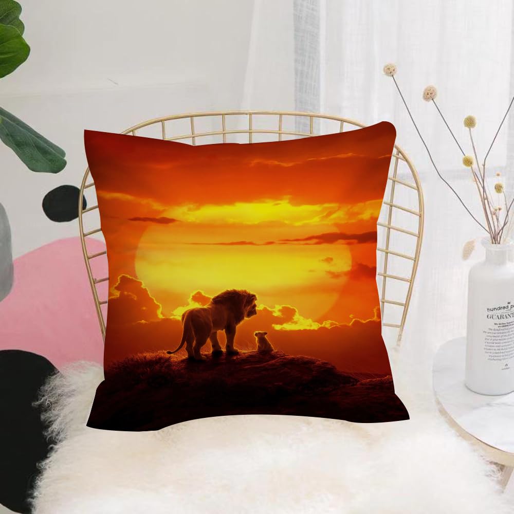 HYOSXW Cushion Cover,Throw Pillow Case Home Decorative for Living Room Bedroom Sofa Chair 16X16 Inch,Lion and elephant at sunset. 3d render,Pillowcase 40X40cm