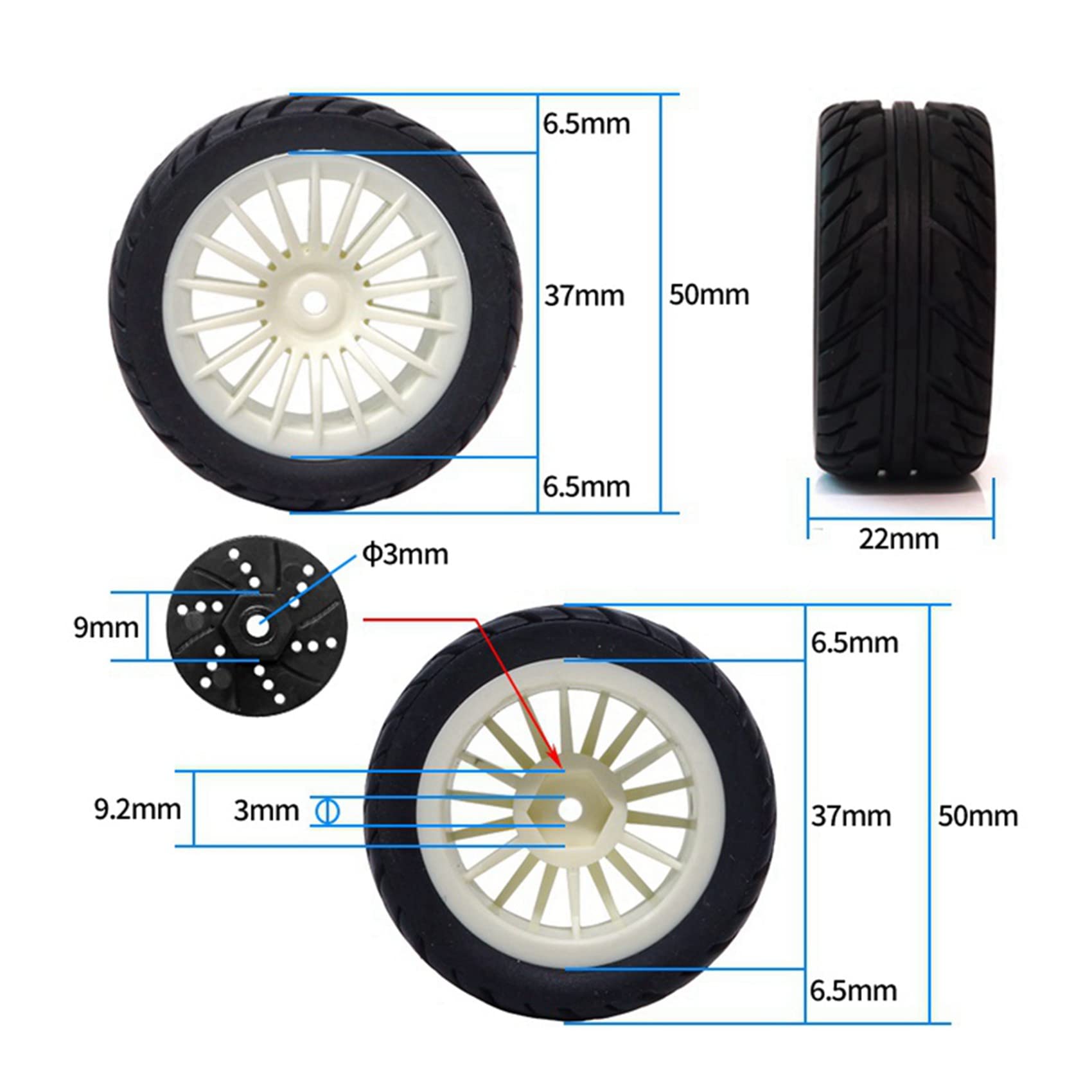Pasotim 8Pcs Rubber Tires Tyre Wheel for SG1603 SG1604 SG 1603 UD1601 UD1602 UD1603 UD1604 1/16 RC Car Upgrade Parts,1