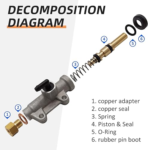 Miniatura 5 de Cilindro maestro de freno de pie trasero para Polaris Sportsman 500 700 600 400 800 335 450 Diesel 455 Scrambler 400 500 Trail Blazer 250 Trail Boss