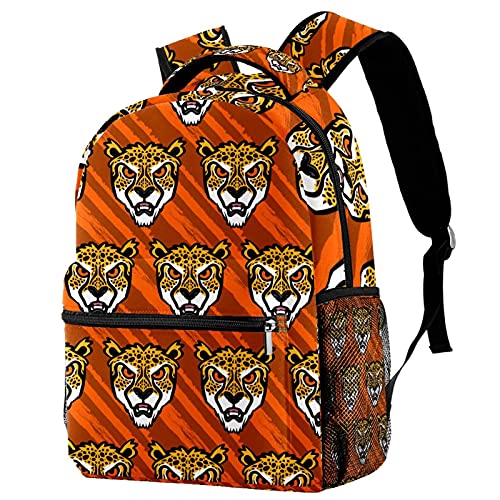 Sac à dos guépard orange à multi-poches pour un rangement compact