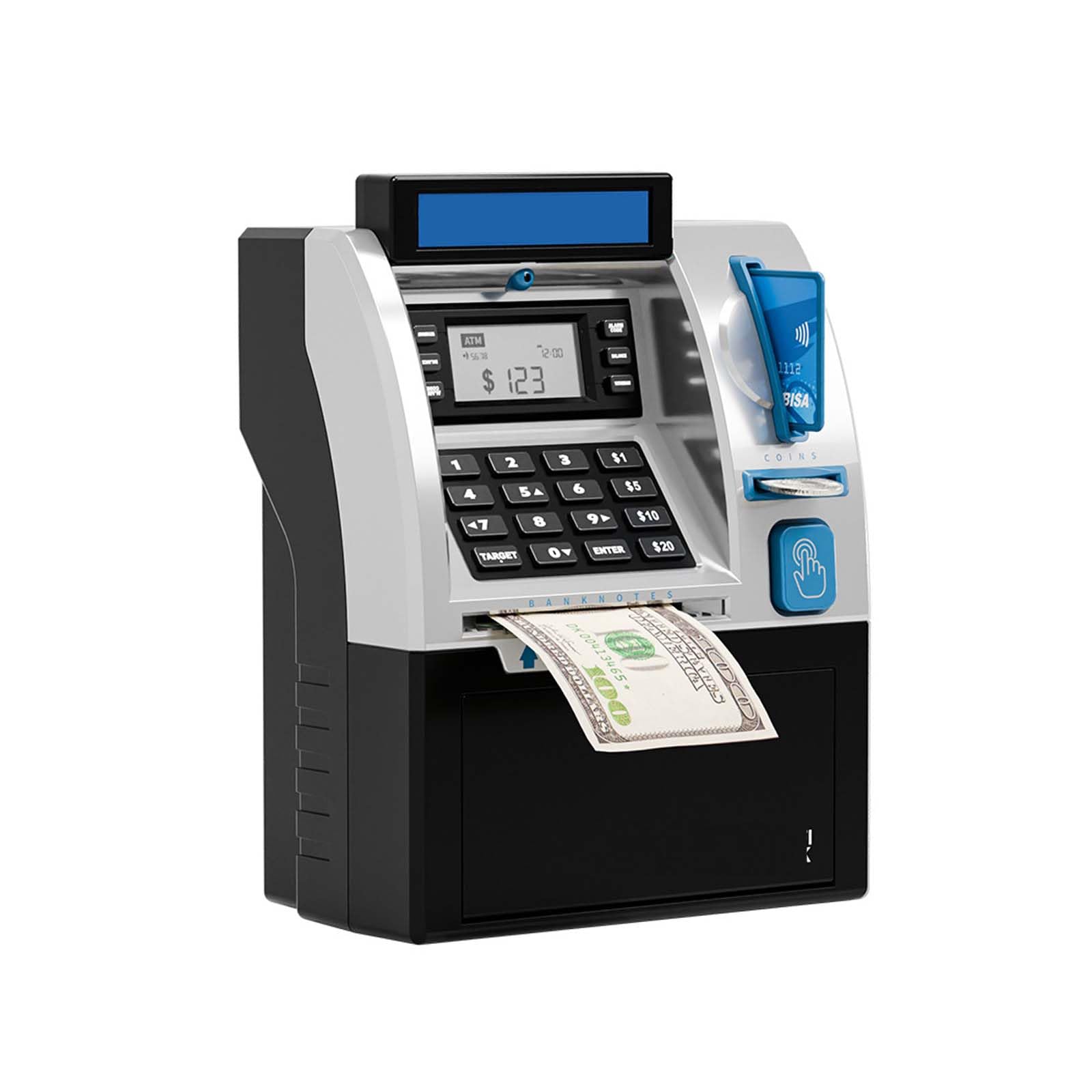 Salvadanaio Elettronico, Money Bank Cassa di Risparmio Versione EURO ATM Salvadanaio Elettronico Digitale ATM per Monete e Banconote Auto Scorrimento Carta Money Saving Box