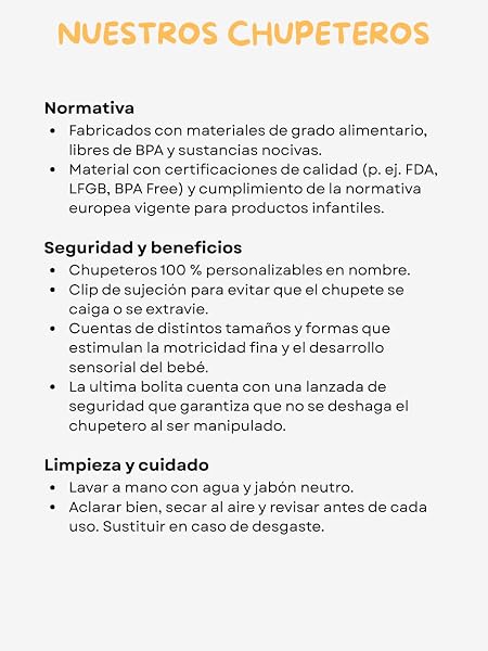 PEQUEANDO Sujetatetinas Cadena Personalizada con Nombre Hecho a Mano en España Chupetero de una Sola Pieza Regalo para Nacimiento y Baby Shower | Mas modelos (Pack Portachupete Azul) - 5