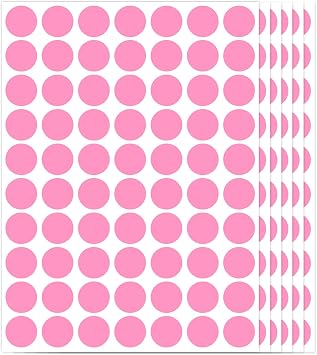 1400 PCS Pink Circle Dot Stickers 3/4" Round Color Coding Label Stickers