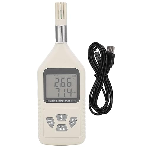 GM1360A - Termómetro electrónico industrial e higrómetro digital de mano para temperatura de 86.0F  176.0F 0%  100 RH para interiores y exteriores