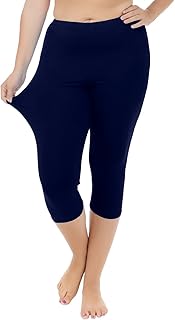 Women's Plus Size Capri Leggings Lightweight Soft Crop Leggings Basic Capris Yoga Pants