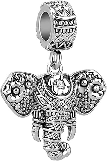 KunBead Jewelry Elephant Dangle Charms Compatible with Pandora Bracelets Necklaces for Women
