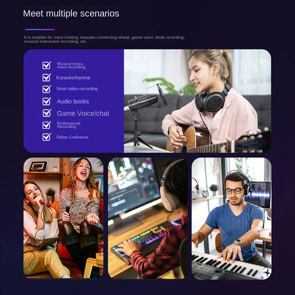 VENEKA Karta dźwiękowa Zewnętrzny interfejs audio USB 2 w 2 wyjściach USB karta dźwiękowa do komputera sterownik nagrywanie z miksera karaoke