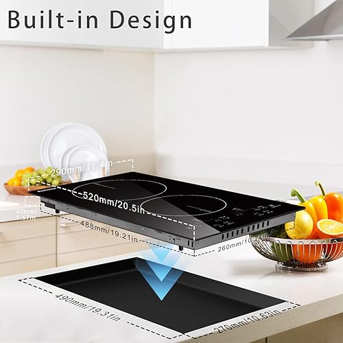 Vista 6 de Karinear Placa eléctrica de 2 quemadores, placa de cocina de cerámica con enchufe de 120 V, encimera de 12 pulgadas y estufa eléctrica integrada