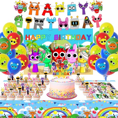 101 Pcs Spunki Decoracion Cumpleaños, Spunki Globos de Cumpleaños, Globos, Pancarta, Accesorios Para Fiesta