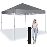 Pop Up Canopy 8X8 FT,Portable Sun Instant Shelter w/Backpack Bag,Waterproof,Adjustable Straight Leg Heights Canopies,Outdoor Tents for Parties,Camping,Commercial Event,Grey