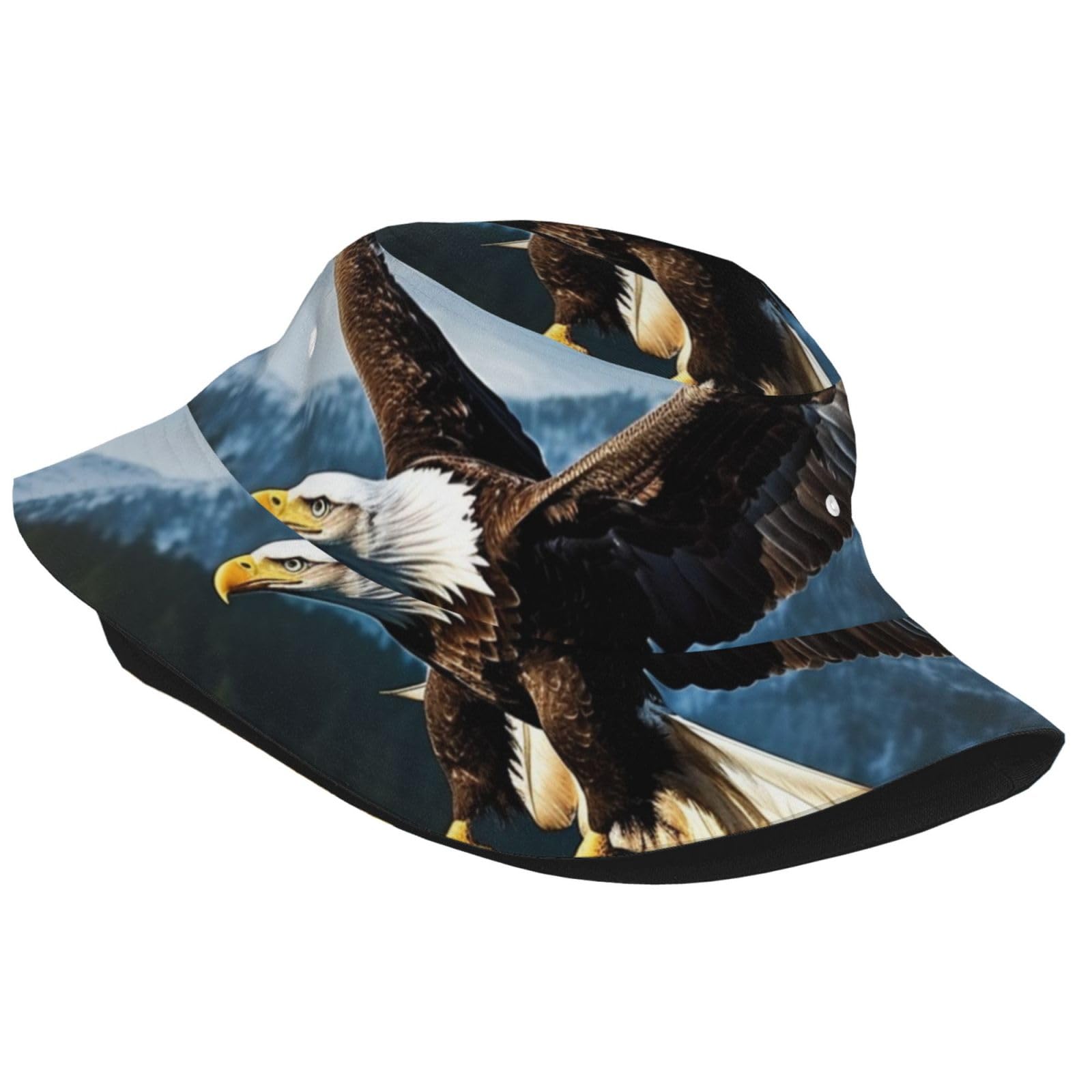 Unisex Cute Bucket Hat Eagle at Hunting Summer Travel Fisherman Cap Beach Travel Sun Hat Outdoor Cap Black