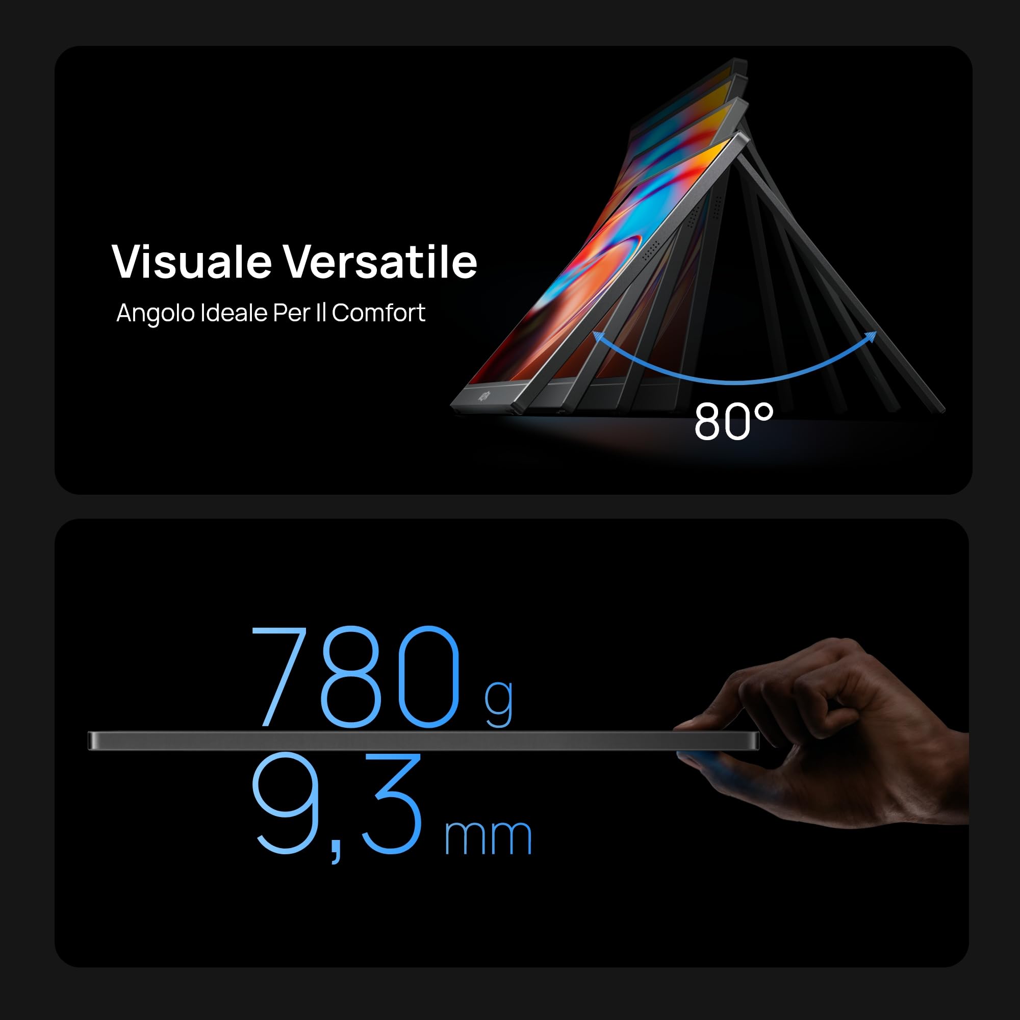 ARZOPA Monitor Portatile Z1C 16,1" FHD 1080P 100% sRGB, IPS, HDR, Ultra Sottile, in Metallo Grigio – Schermo Secondario per Laptop, Mac, PC, Xbox, Switch, PS5 - Z1C Grigio