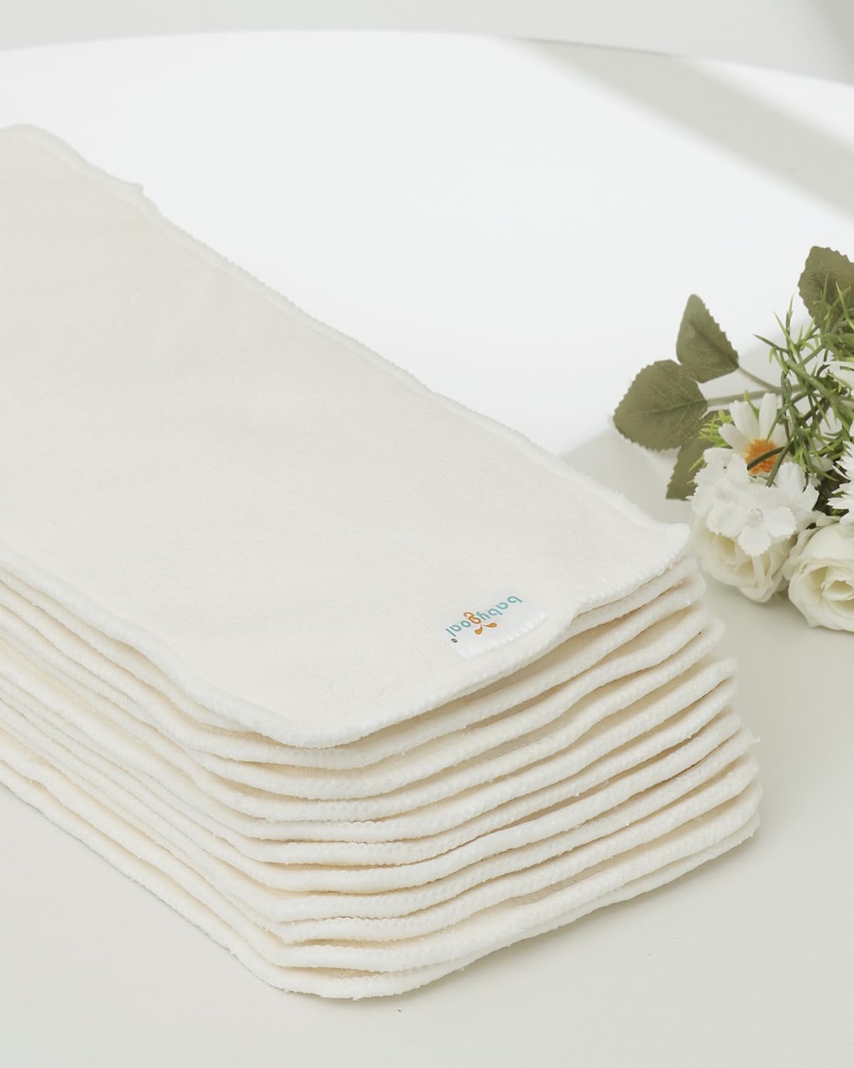 babygoal Insertos de pañales de tela grandes, 12 piezas para niños pequeños, 4 capas de rayón de bambú para pañales de tela babygoal grandes, 12ZMB-B