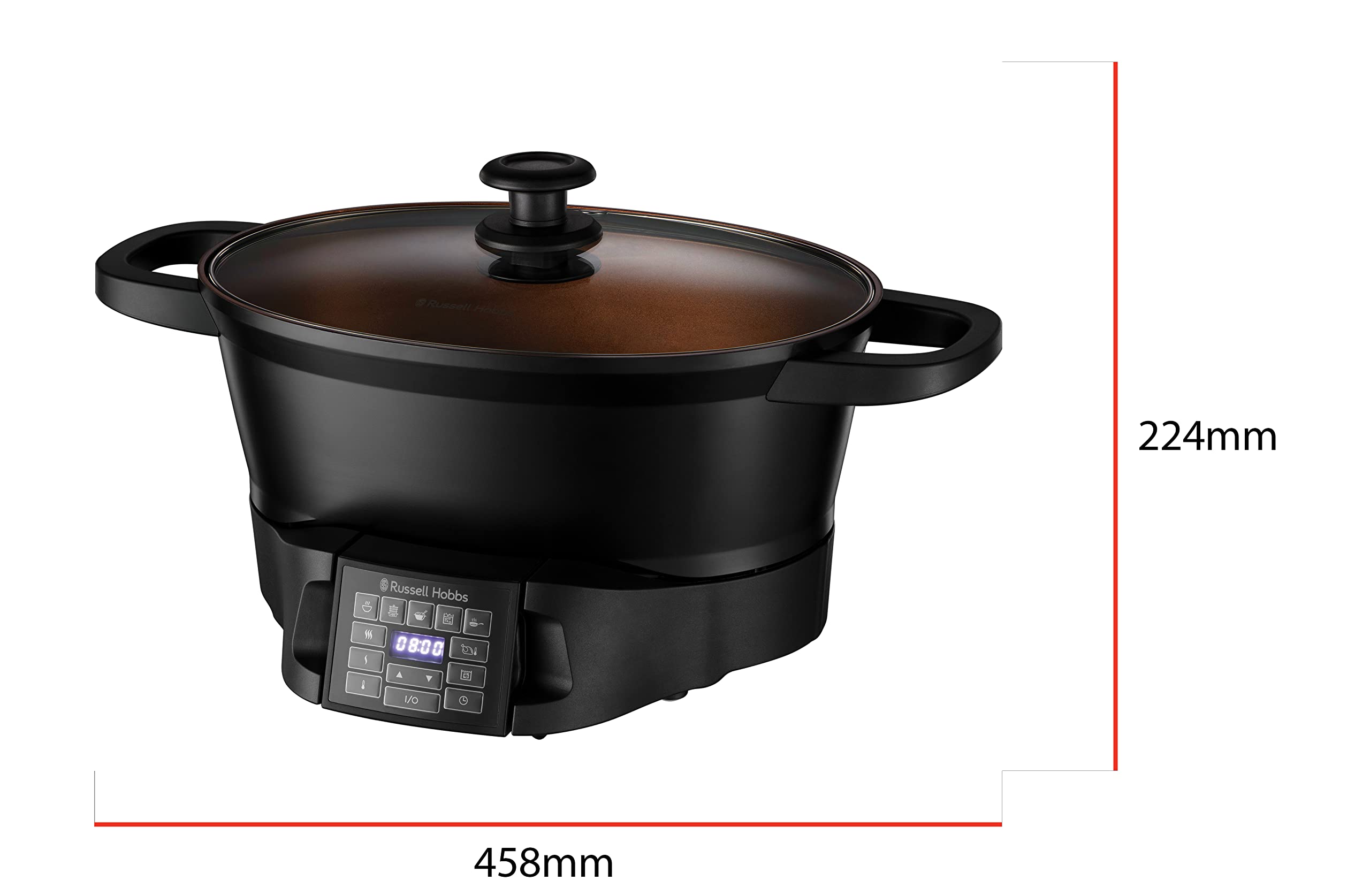 Russell Hobbs Multikocher 6,5l [digitales Display] 8 Kochfunktionen (Slow Cooker, Dampfgarer, Reiskocher, Bräter, Sous Vide Garer, Kocher, Warmhaltebehälter, Schongarer) Spülmaschinengeeignet 28270-56
