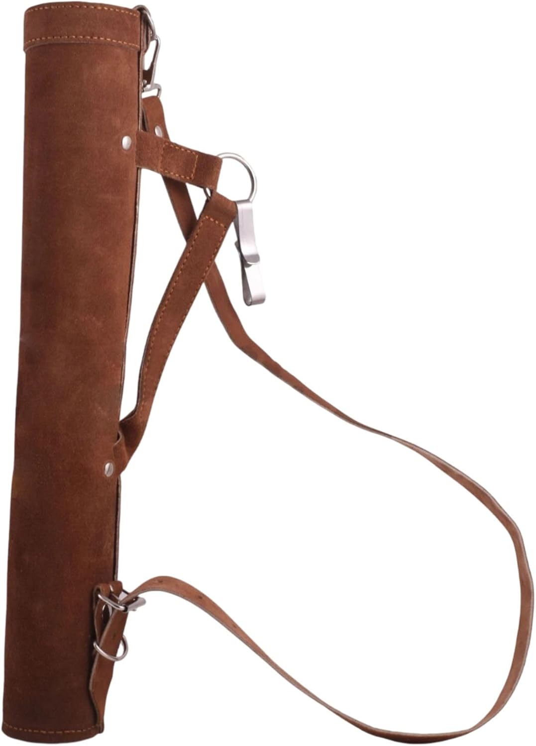 Handmade Brown Leather Archery Arrow Quiver with Adjustable Strap for Secure Arrow Storage and Comfortable Carrying