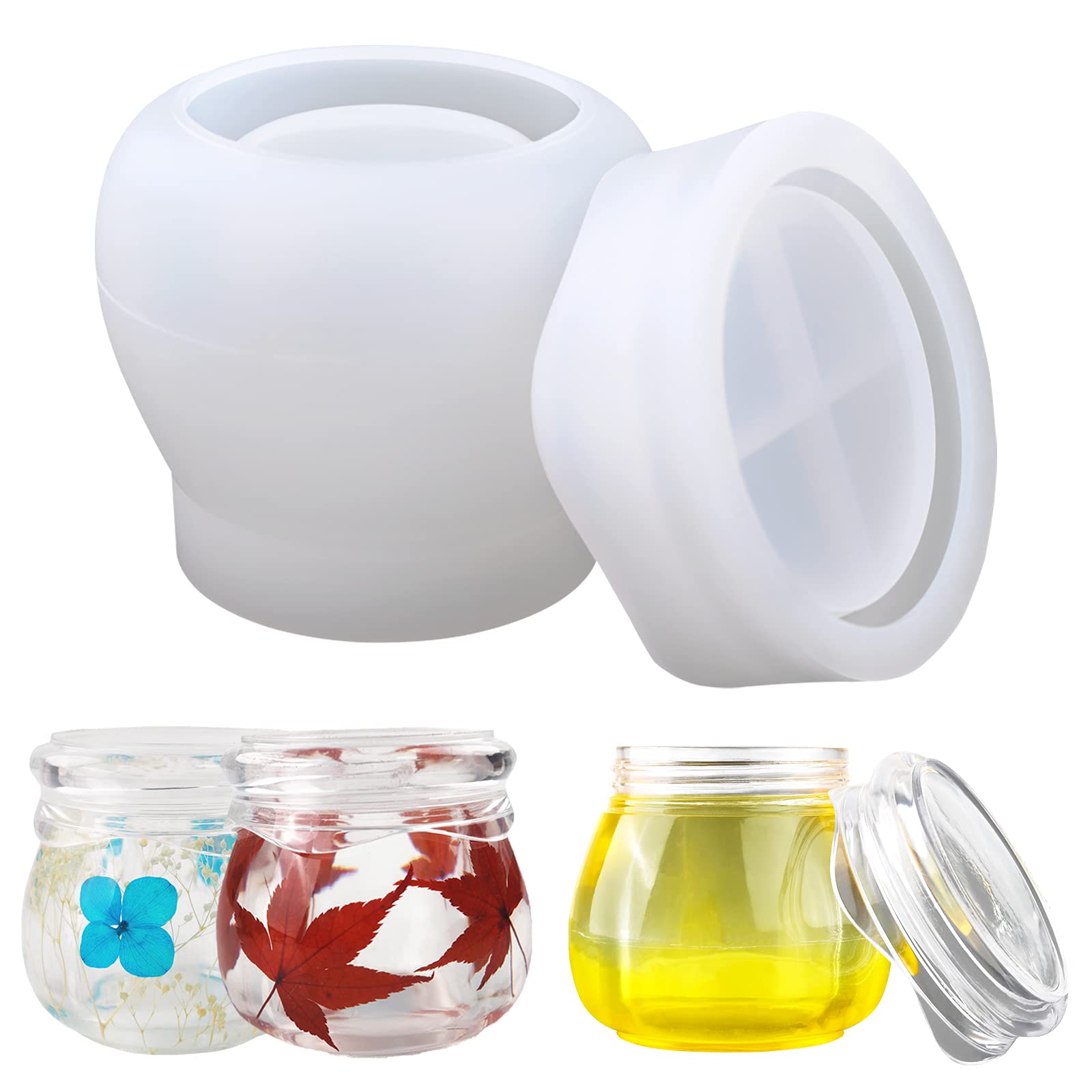 Actvty Jar Mold Silicone, Resin Jar Mold with Lid, Pudding Jar Epoxy Resin Casting Mold for DIY Storage Bottle, Candy Container, Candle Holder, Christmas Jar Decoration