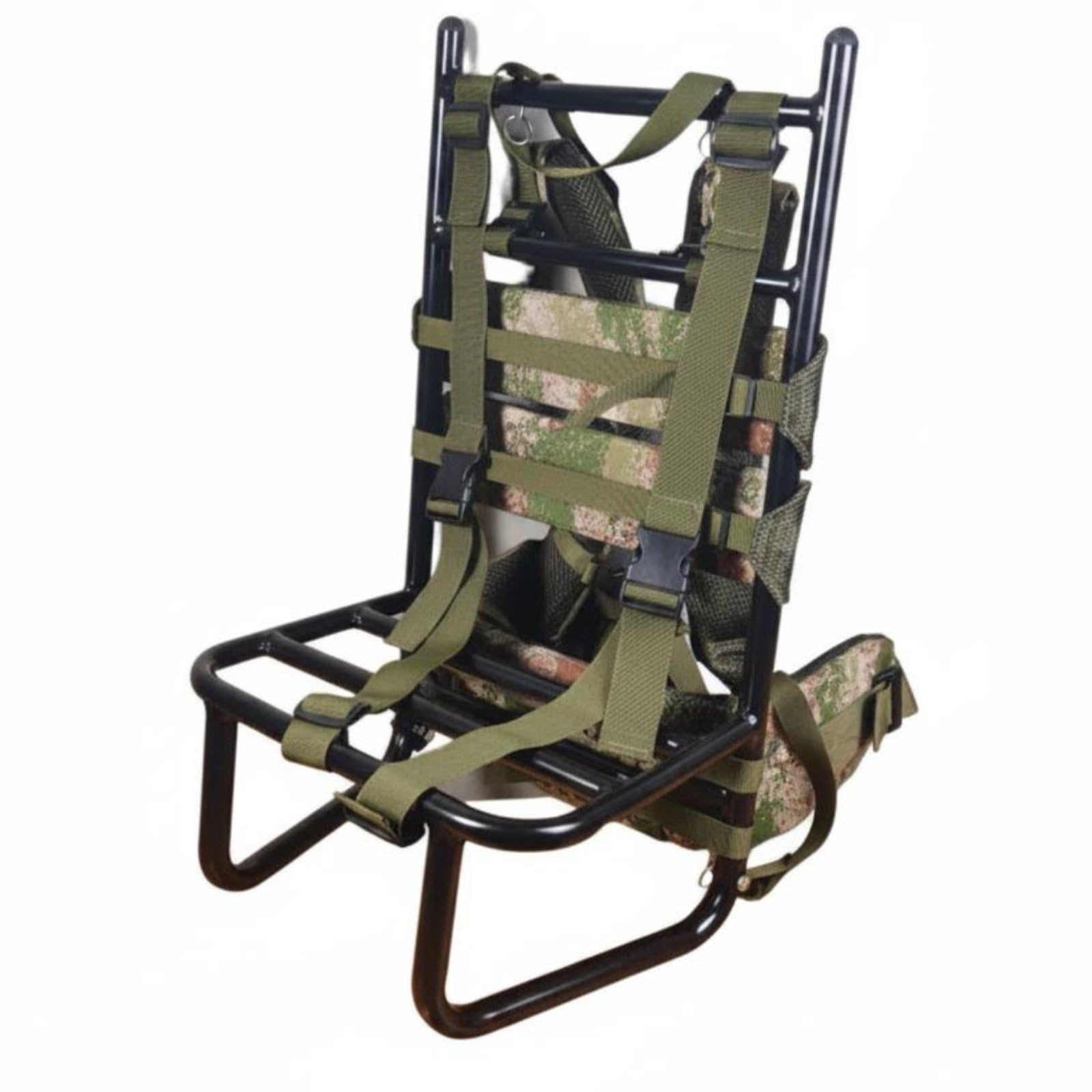 Baoblaze Telaio per Escursionismo Struttura Esterna Alluminio Zaino Cinghie Strutturate Portata Pesantezza Adatto a Montagna Campeggio Passeggiate Attività Outdoor, Telaio Nero Con Supporto Mimetico