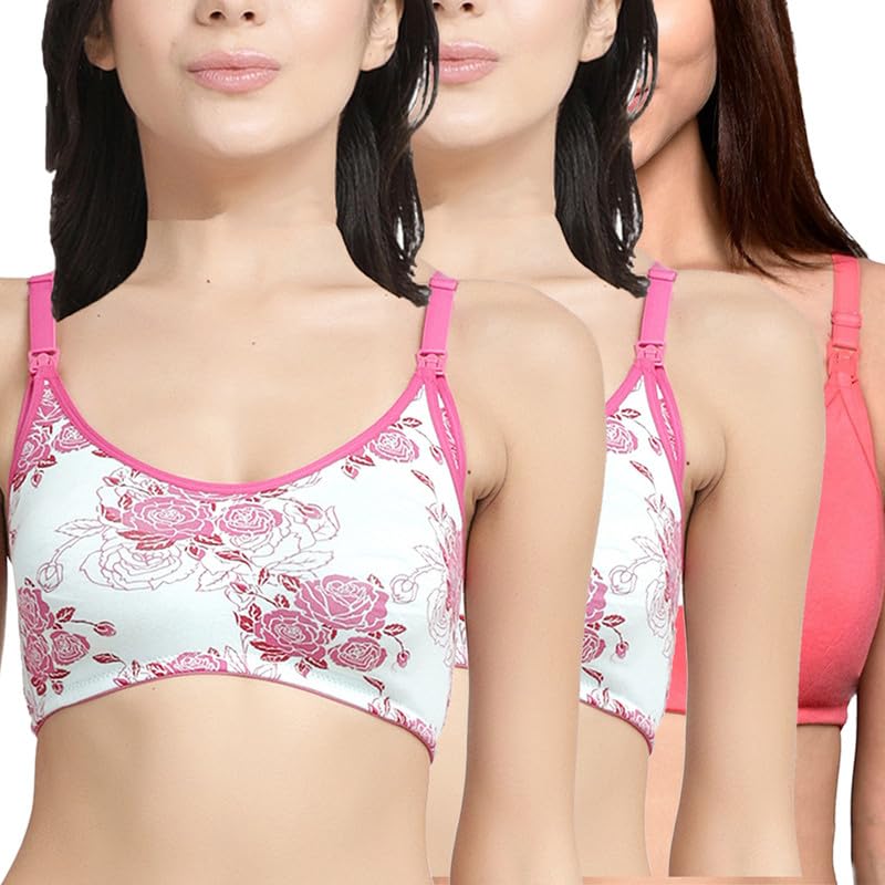 Image of Inner Sense Organic Cotton Bamboo Nursing Bra for Women I Non Padded Feeding Bra with Keyhole Back Design I Wire Free Maternity Innerwear with Full Coverage