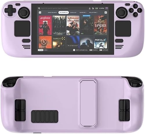 Kickstand Case for Steam Deck/Steam Deck OLED, Skin‑Friendly Comfort Grip Anti‑Fingerprint Protective Shell Game Accessories,purple