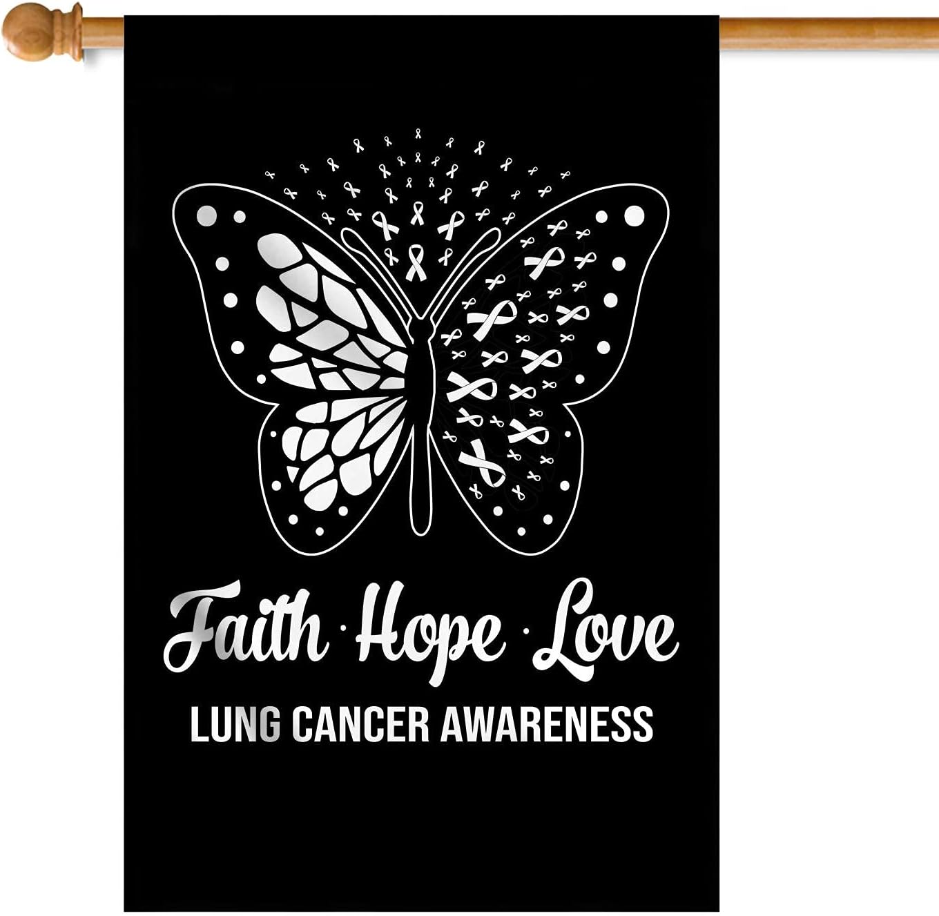 Lung Cancer Awareness Flag White Ribbon (12" x 18") USA Garden Flag Premium Decorative Yard Outdoor Flags